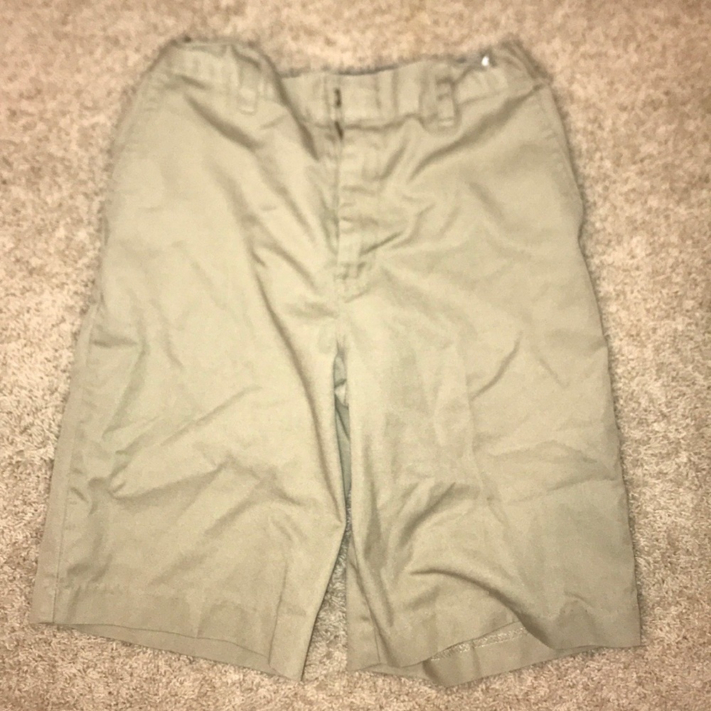 Boys Flat Front Khaki Shorts.